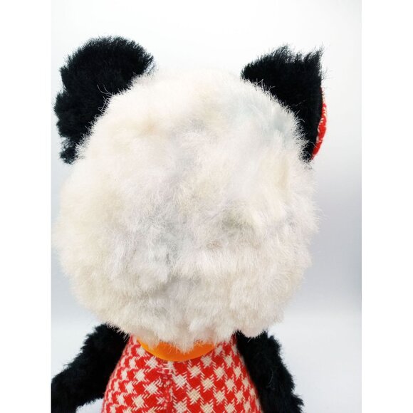 Gund Panda Vintage 1971 Plush Orange Bow Red Houndstooth Accents 13 Inches - Picture 9 of 16